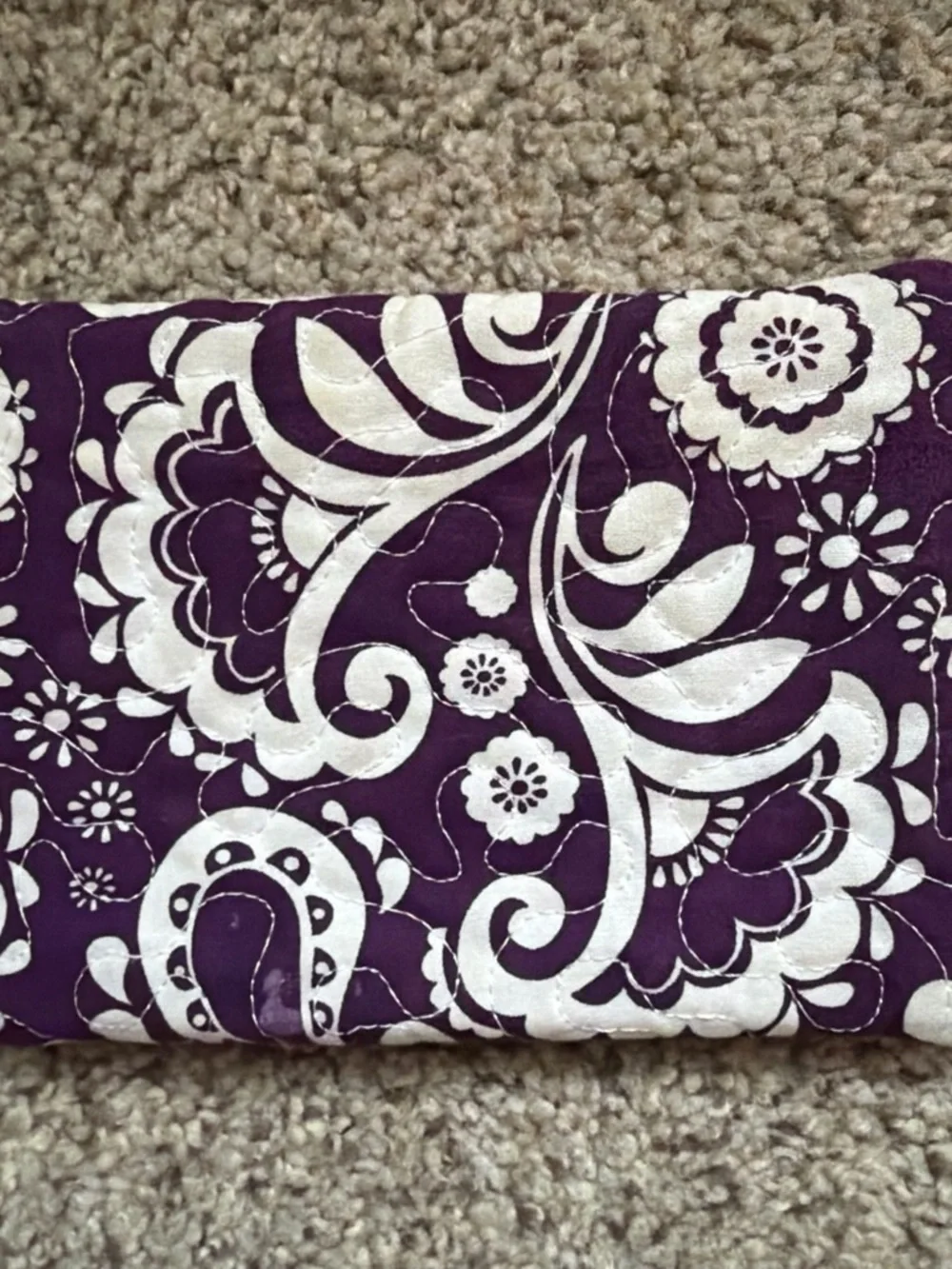 Purple Floral Quilted Cosmetic Wristlet with Monogram